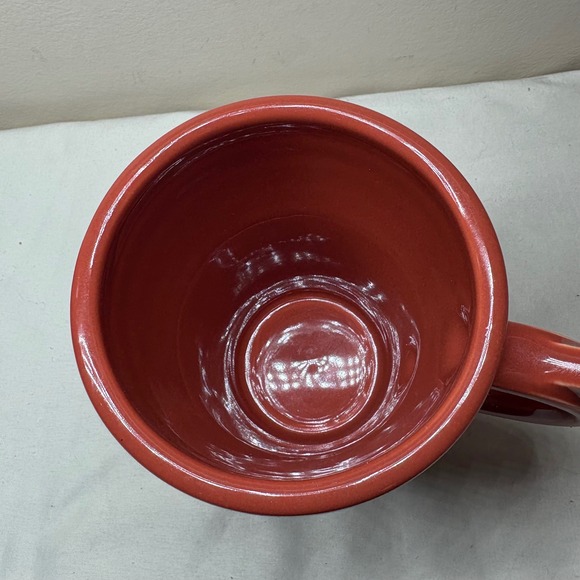 Fiesta Pottery Mug Red Tall Tapered Ribbed Flamingo Handle HLC USA Coffee Latte - Picture 4 of 5